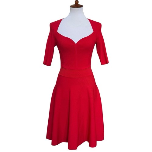 TED BAKER London Milly Sweetheart Neckline Ribbed Dress Red Size 6 | US 14 NEW - Picture 2 of 17
