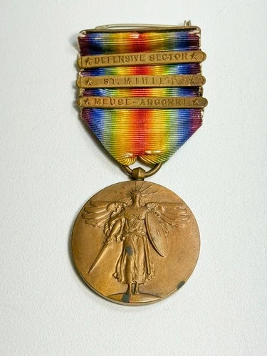 WW1 VICTORY MEDAL 3 CAMPAIGN BARS Vintage  Military Memorabilia World War One