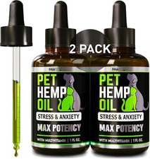  2 Pack Hemp Oil for Dogs and Cats - Helps Pets with Anxiety, Pain, Stress,...