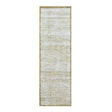 2'8" x 8'2" Gold Hand Knotted Oxidized Grass Design Pure Wool Runner Rug R76275