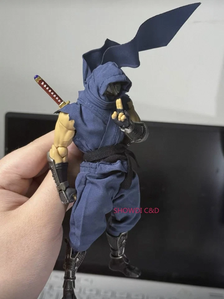Roupa personalizada com fio azul/vermelho em escala 1/12 para corpo de boneco de ação Kaiyodo Ryu Hayabusa - Imagem 2 de 4