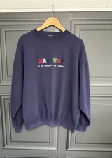 Naf Naf Rare 90s Vintage Logo Sweatshirt Sweater Blue Genuine Official Y2K L