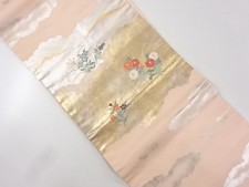 7482654: JAPANESE KIMONO JAPANESE NAGOYA OBI / WOVEN FLORAL PLANTS