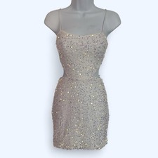 White sparkly mini dress with adjustable straps and a zipper  XS NWOT