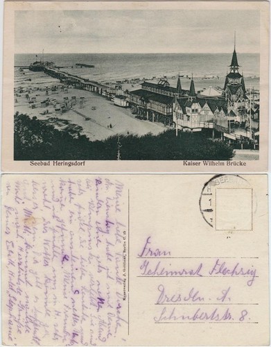 Ansichtskarte Heringsdorf Usedom Kaiser-Wilhelm-Brücke 1922