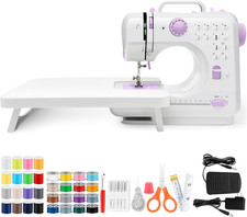 Máquina de coser eléctrica compacta con mesa de extensión y 12 opciones de puntada