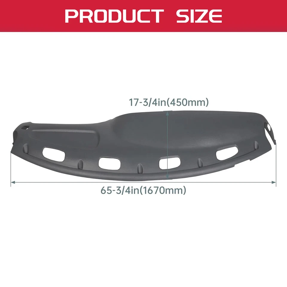 Dash Cover For 98-02 Dodge Ram 1500 2500 3500 Dashboard Overlay Cap Dark Grey - Image 3 of 4
