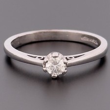9ct White Gold 0.15ct Diamond Solitaire Ring Size M Hallmarked
