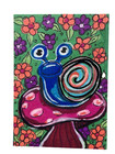 Original Snail ACEO Painting Whimsical Blue Snail Pink Mushroom Mini Art Floral — photo 1
