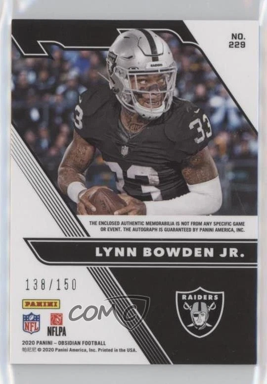 2020 Panini Obsidian Jersey Autos /150 Lynn Bowden Jr #229 Rookie Auto RC - Image 2 of 2