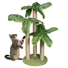 35.4 Inch Tall Cat Scratching Post 3 Poles Hanging Ball Toy Tree Activity Center