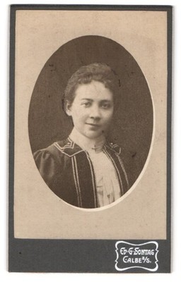 Photograph Ed. G. Sontag, Calbe a. /S., Young Lady in Fashion Clothes 