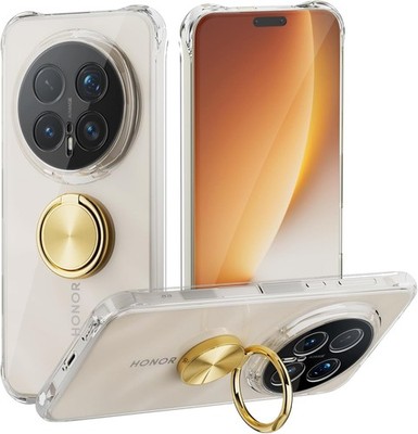 Honor Magic 8 Pro 5G Handyhülle - Transparent - Ring-Ständer - Anti-Fall - Gold