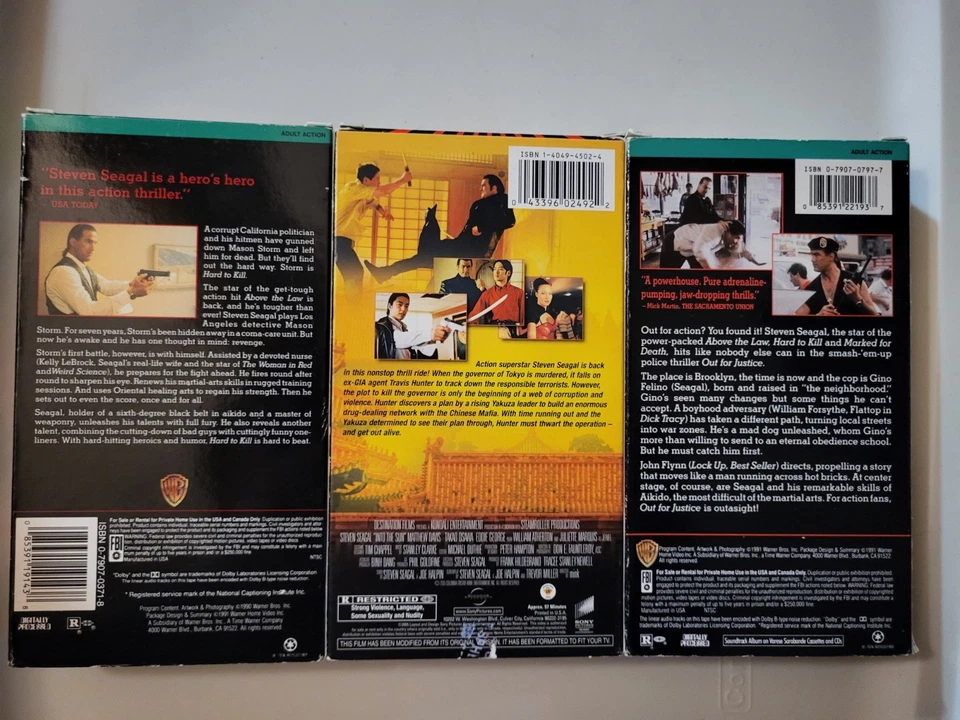 Steven Seagal 3 Film Vhs Movie Collection Hard To Kill Out For Justice Into The - Image 2 of 4