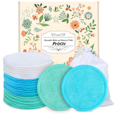 Reusable Makeup Remover Pads - 18 Packs Organic Reusable Cotton Rounds with Wash