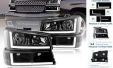 LED DRL Headlights Assembly Compatible with Black Housing / Clear Reflector