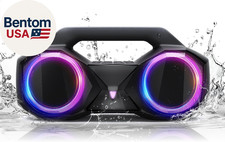 Bluetooth Speaker 80W Peak Loud with Bass, 20H Playtime, IPX7 Waterproof, RGB Li
