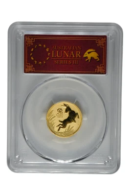 2023 1/4 oz Gold Australia Lunar Rabbit PCGS MS-70 FS - Image 1 of 2