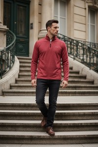 Chaps Men's Red Quarter Zip Sweater Size Medium Sportswear