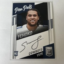 2021 Donruss Elite #PP-SFE Simi Fehoko Pen Pals Rookie On Card Auto RC Cowboys