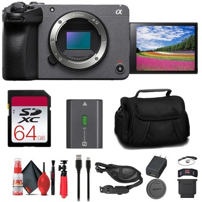 Sony FX30 Digital Cinema Camera 64GB UHS-II Card Bag Tripod Bundle