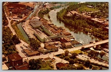 Glens Falls NY Finch Pruyn Company Inc Hudson River Bridge Aerial View Postcard