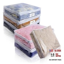 White Clear Zippered Storage Bags - Plastic Sweater 15.7x13.8x3.9 Inch