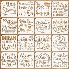 JSRQT 16Pcs Inspirational Word Stencils for Painting, Reusable Plastic Quotes...