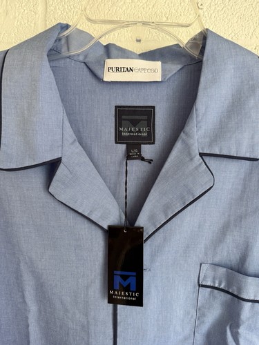 NWT Majestic International Men's Pajama Set SIZE L 100% Cotton 2-piece Blue - Picture 3 of 17