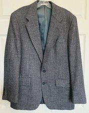Stafford Men's Black Gray White Tweed Wool Sport Coat  Size 42R