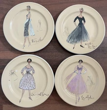 Rosanna Retro French Fashion Beige 5.75” Dessert Plates Set of 4