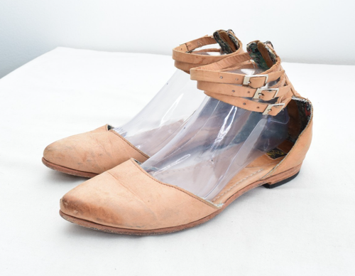 Freebird Eden Leather Ankle Strap Rear Zipper Sandals Women's Size 10.5 Tan