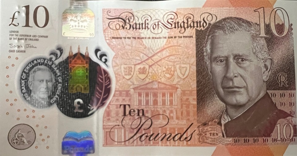 Proadic Number EXTREMELY RARE CHARLES 111 BRITISH 10 POUND BANKNOTE 'HB01' SERIAL ...