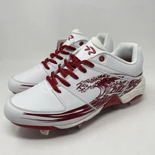 Ringor Flite Spikes Softball Metal Cleats Womens 10 Rising Tide White Red Wave