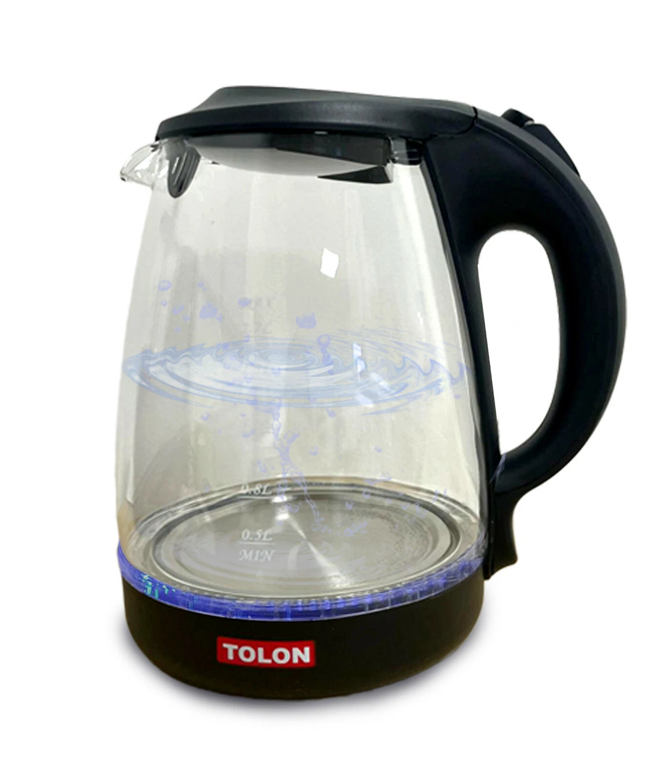 ELECTRIC GLASS KETTLE WITH BLUE LED 360° 1.7LITER 1850-2200W AUTO SHUTT OFF