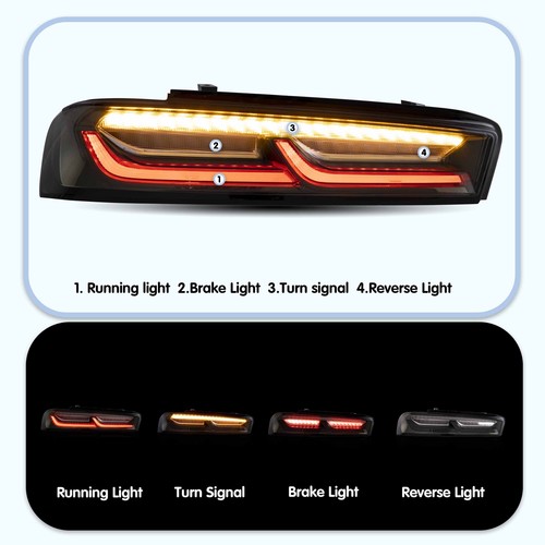 LED Tail Lights White Smoked Fit Chevy Camaro 2016-2018 DRL Brake Rear-Lights - Picture 4 of 9