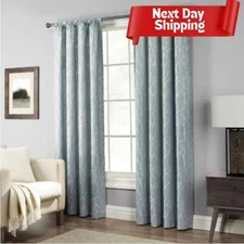 Window Curtain Panel, Window Treatment, Pinehurst 95" Rod Pocket Panel - Blue
