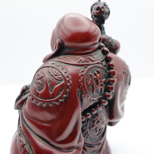 Chinese Red Resin Happy Laughing Buddha Figurine Statue-Heavy Weight - Picture 9 of 15