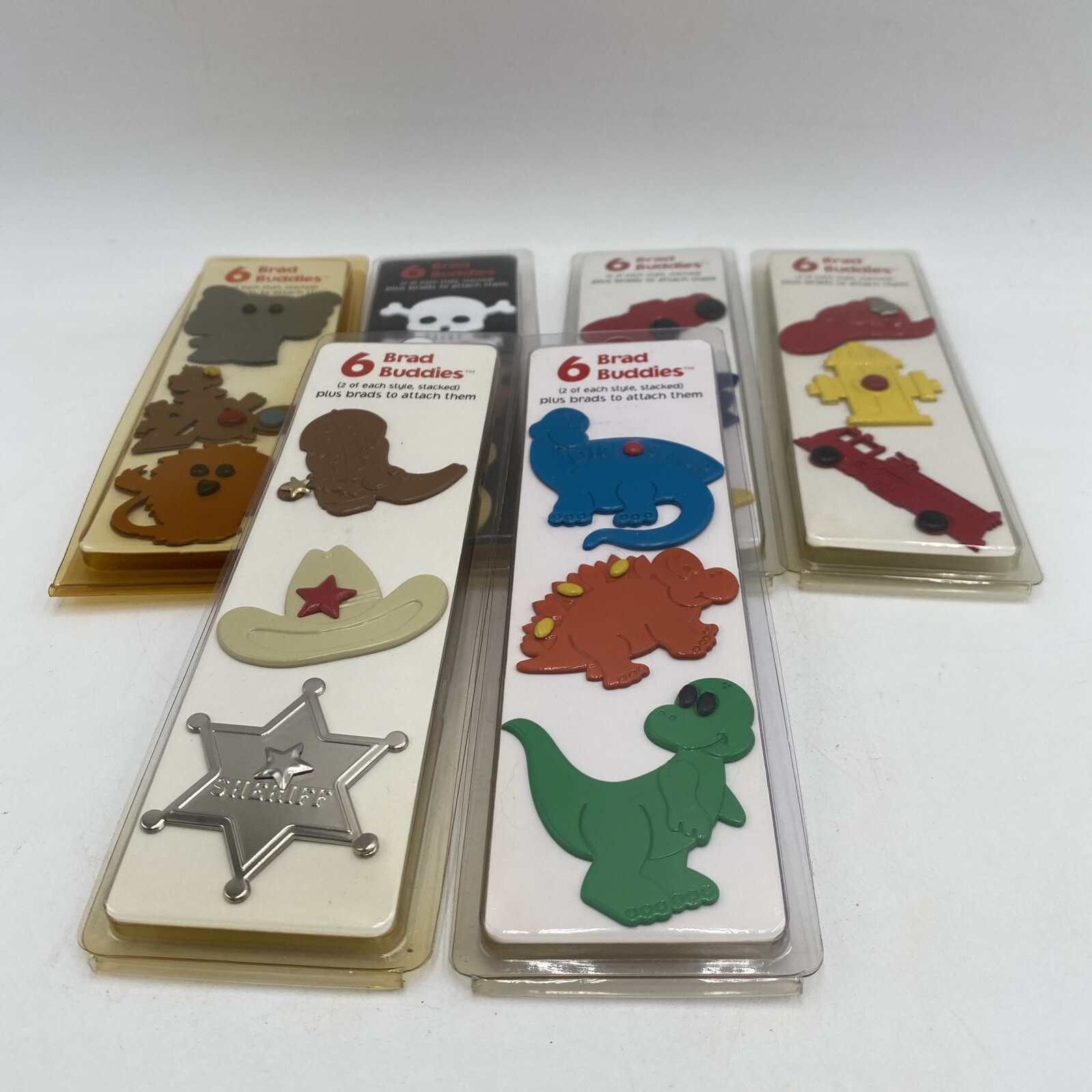 Álbum de recortes manualidades nuevo en caja Brad Buddies lote de 6 vaquero bombero Dino zoológico tren avión