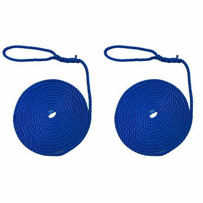 2 x 20mm Royal Blue Softline Mooring Ropes x 27m C/W 10inch Soft Eye ...