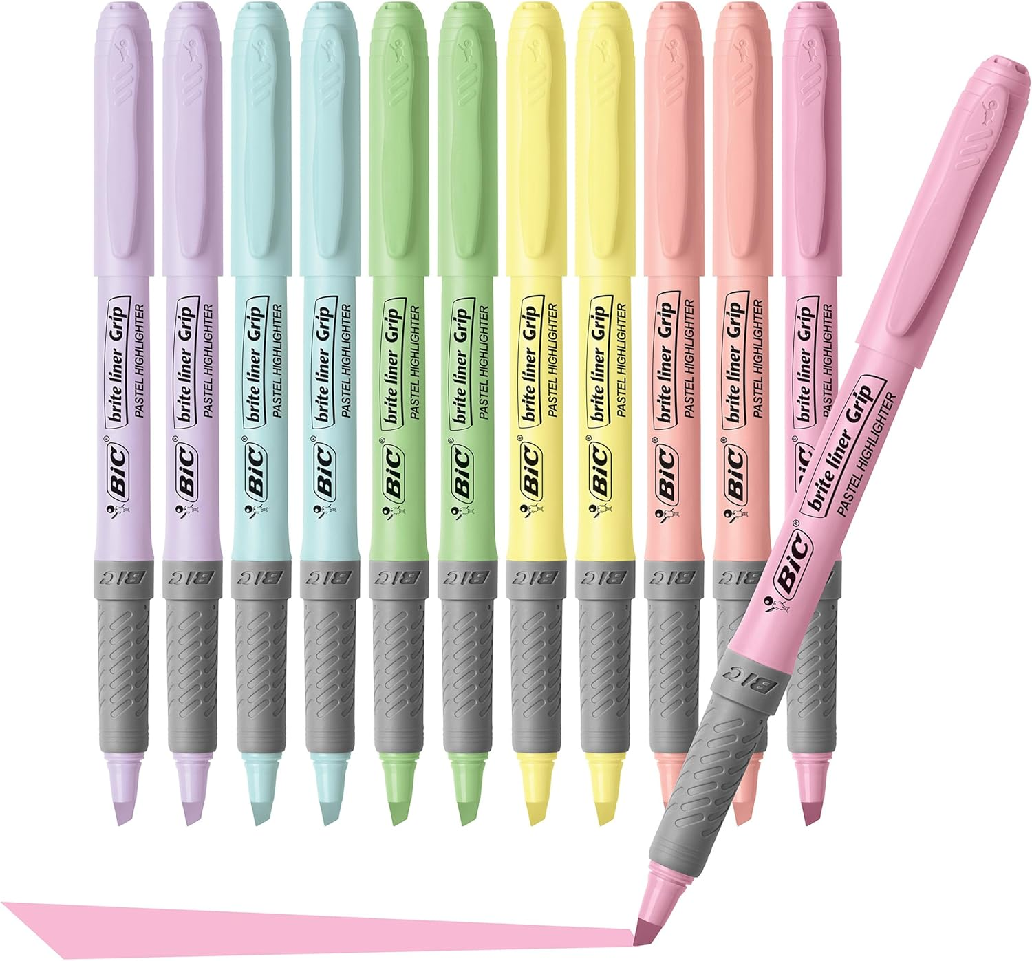 Brite Liner Grip Pastel Highlighter Set, Chisel Tip, 12-Count Pack of Pastel Hig
