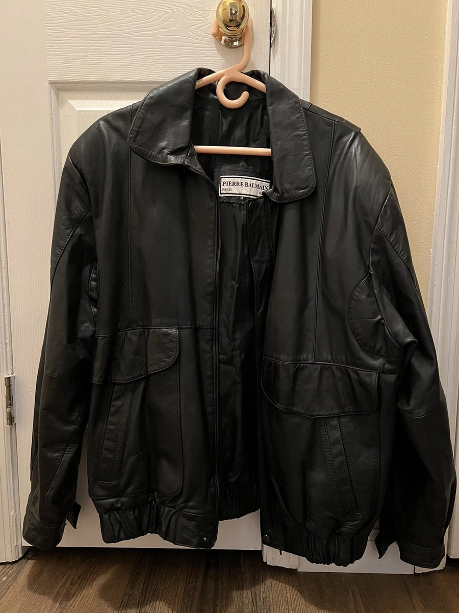 Vintage Pierre Balmain Men’s Leather Bomber Jacket