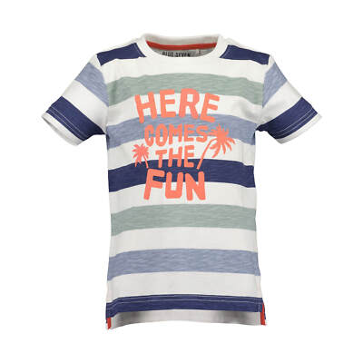 Blue Seven Kinder Jungs T-Shirt Fun Streifen Print Gestreift Rundhalsausschnitt