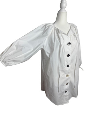Erika Cavallini Short White Flowy Ling Sleeve Multi Button Dress Tunic Size 2