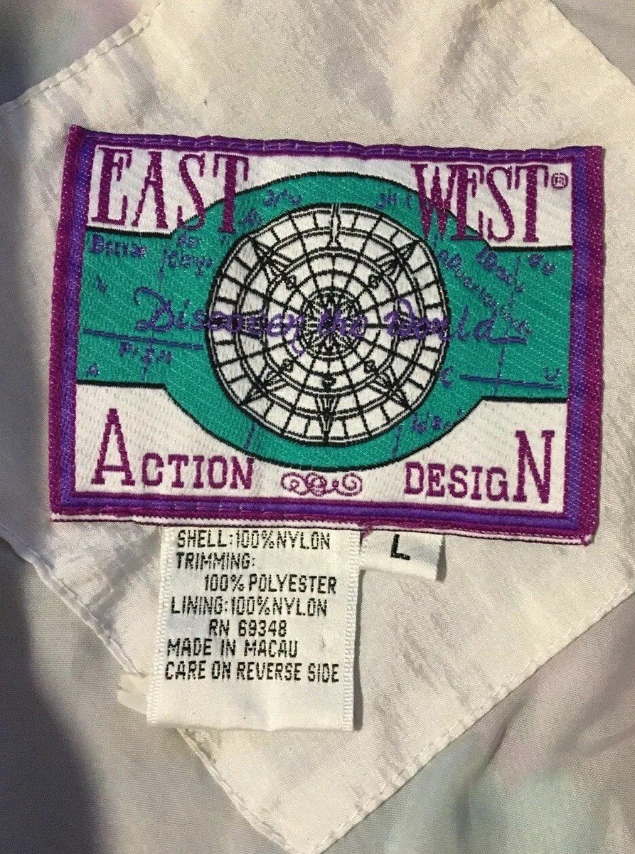 Vtg 80s Abstract Art AOP Boxy Jacket L Vaporwave Surf Flower