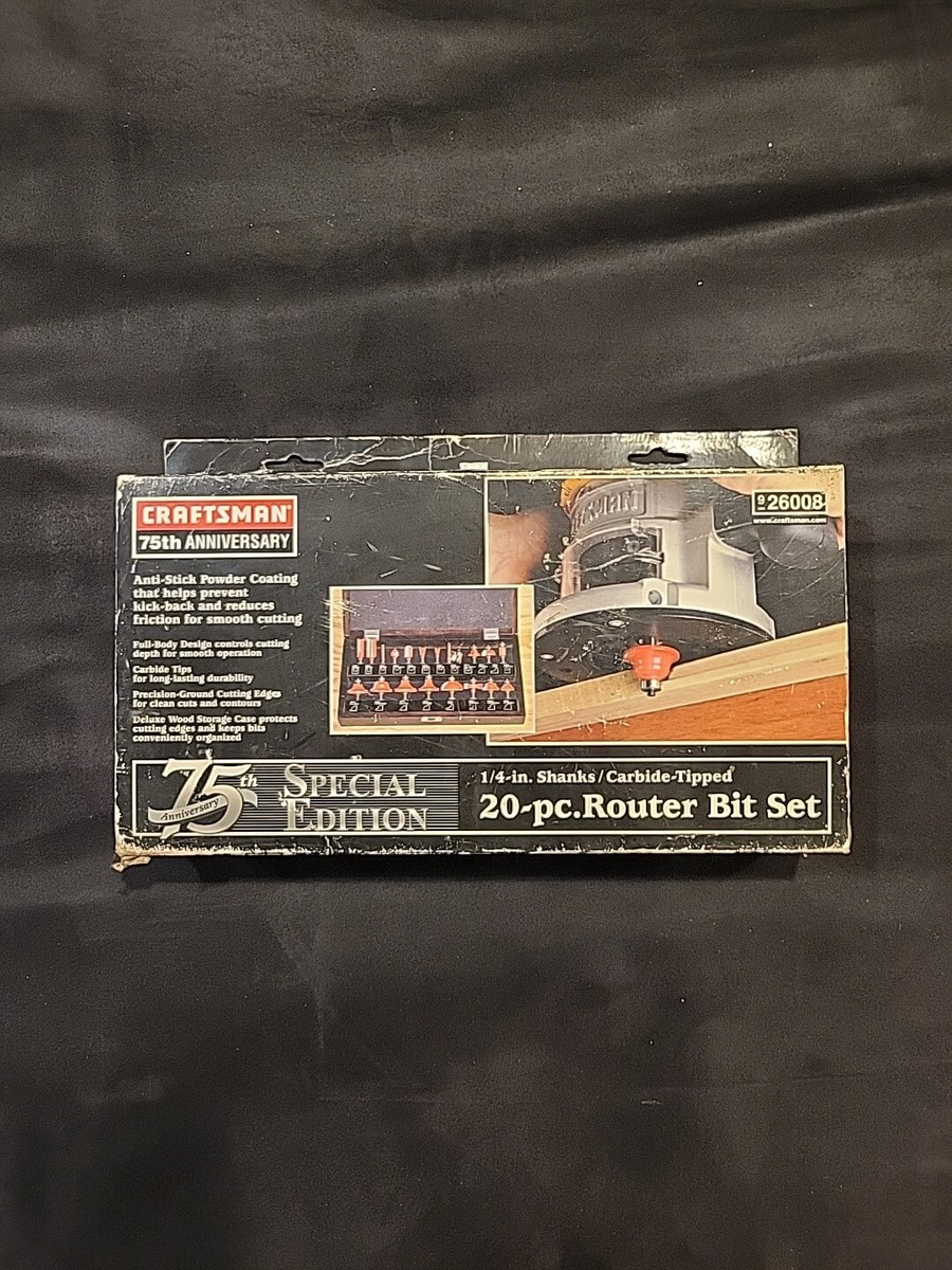 Vtg Craftsman 75th anniversary 20pc Router Bit Set 1/4in Shank