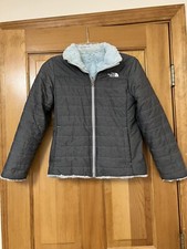 The North Face Reversible Insulated Jacket Girls M 10/12 Dark Gray/Mint