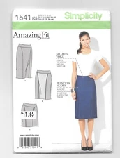 Simplicity 1541 Misses' Petite Skirt in Three Lengths Size 8-16 Amazing Fit