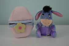 Disney Store Eeyore in Easter Egg Plush Stuffed Toy Pink Blue White Gingham