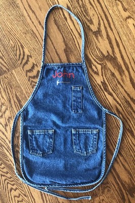 3 Pocket Denim Kids Tool Apron- Monogrammed Personalized  ''John'' Unworn